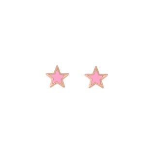 Brincos prata estrela rosa
