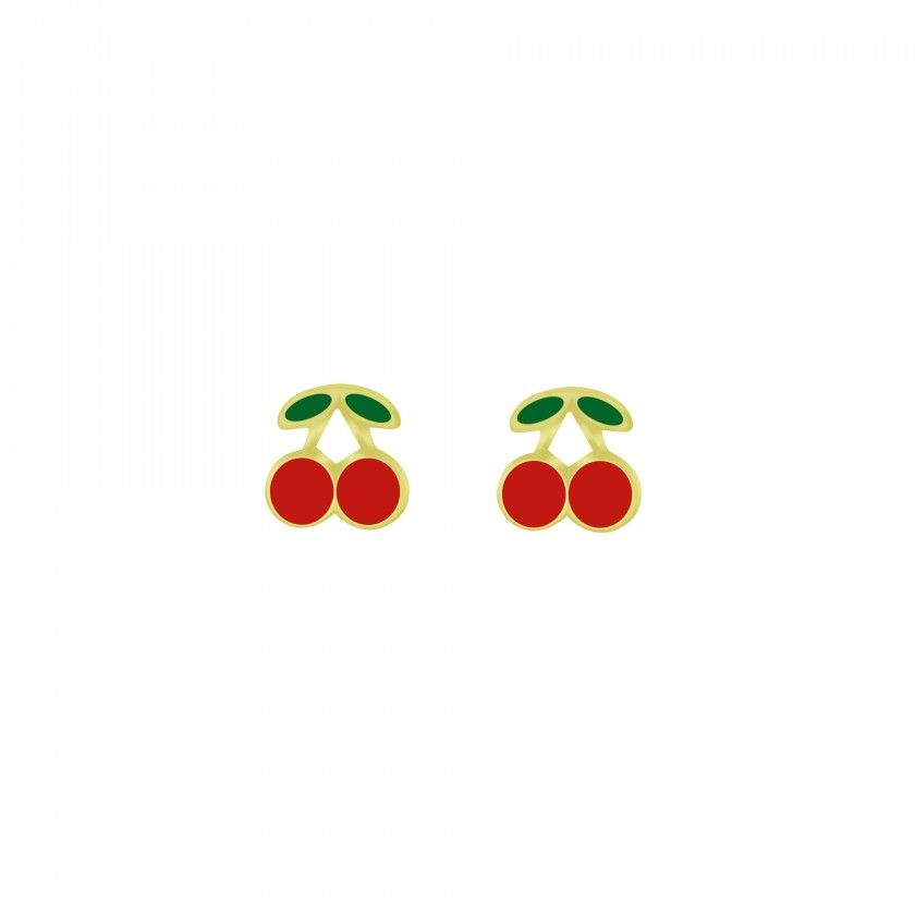 Silver cherry stud earrings