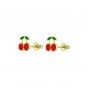 Silver cherry stud earrings