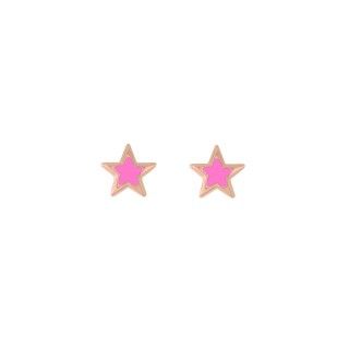 Brincos prata dourada rosa estrela fushia