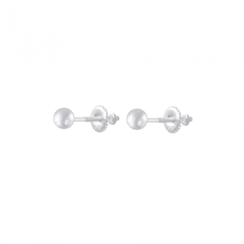 Silver ball screw back earrings
