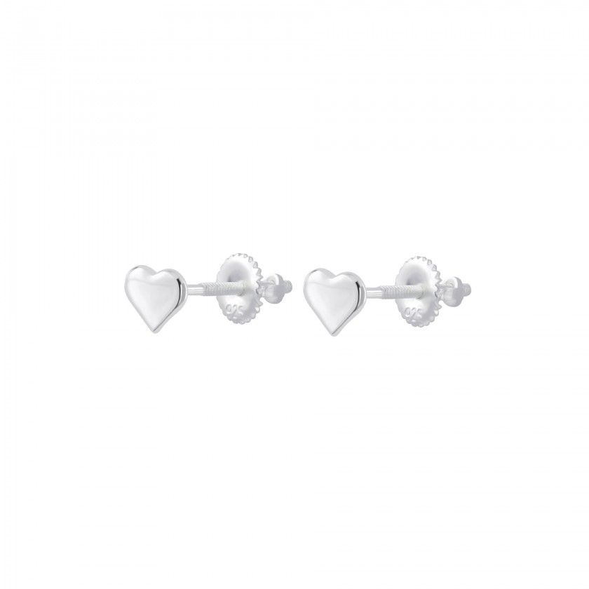 Silver heart screw back earrings