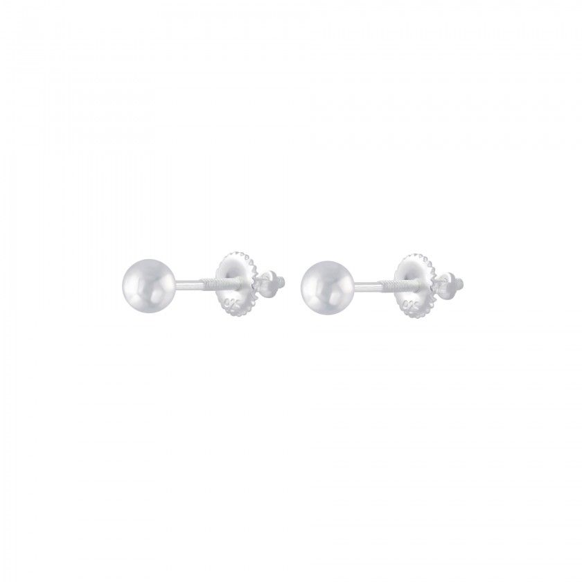 Silver ball screw back earrings