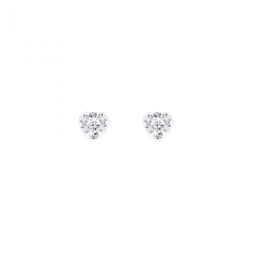 Silver heart screw back earrings - Light Siam