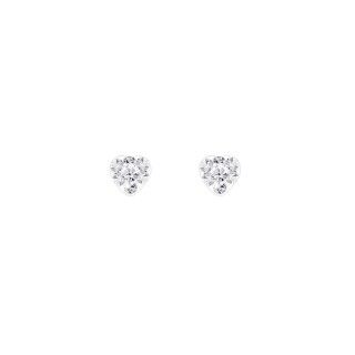 Silver heart screw back earrings - Light Siam