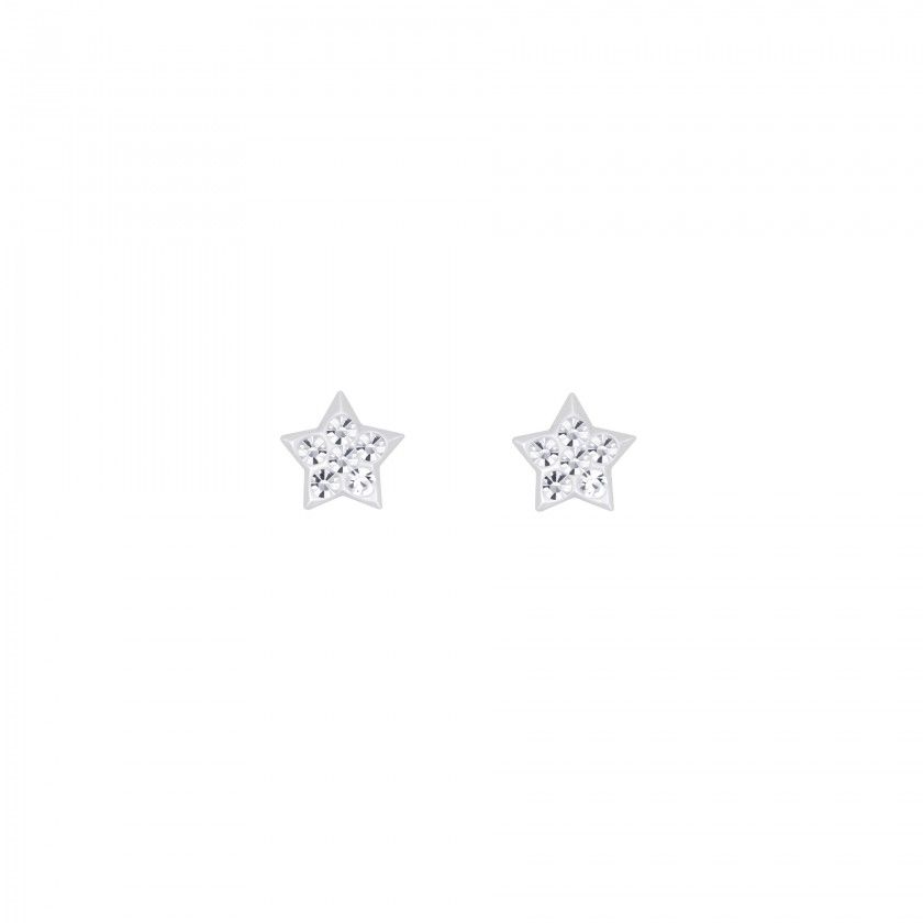 Silver star crystal screw back earrings - Crystal
