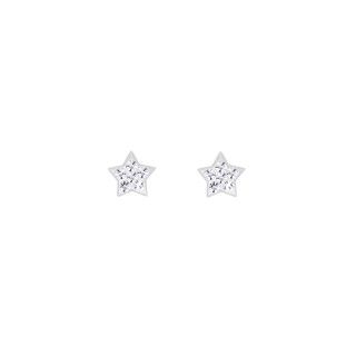 Silver star crystal screw back earrings - Crystal