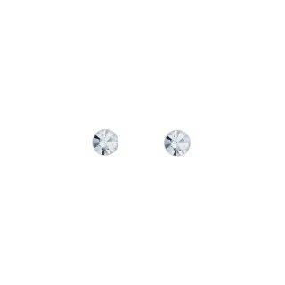 Round crystal silver screw back earrings - Crystal