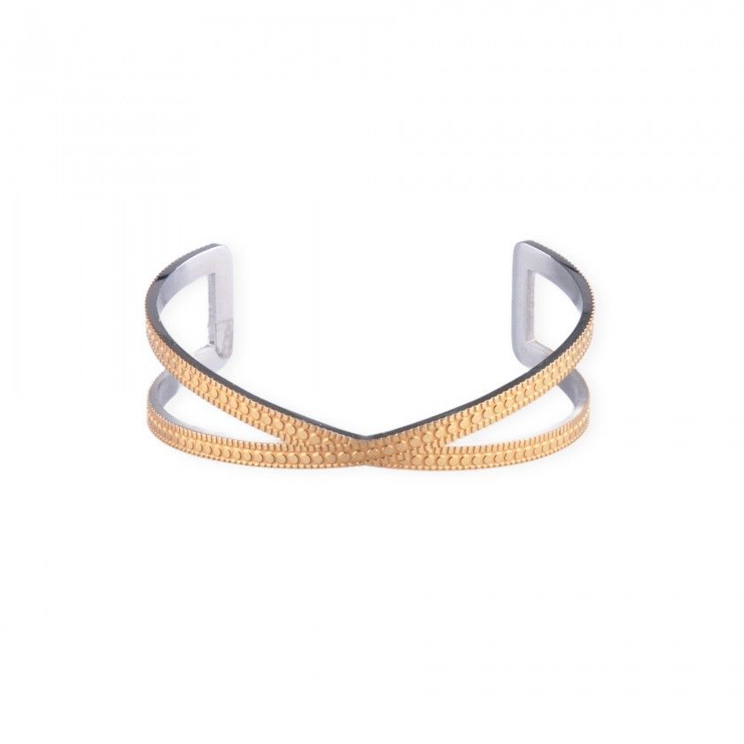Golden stainless steel cross bracelet