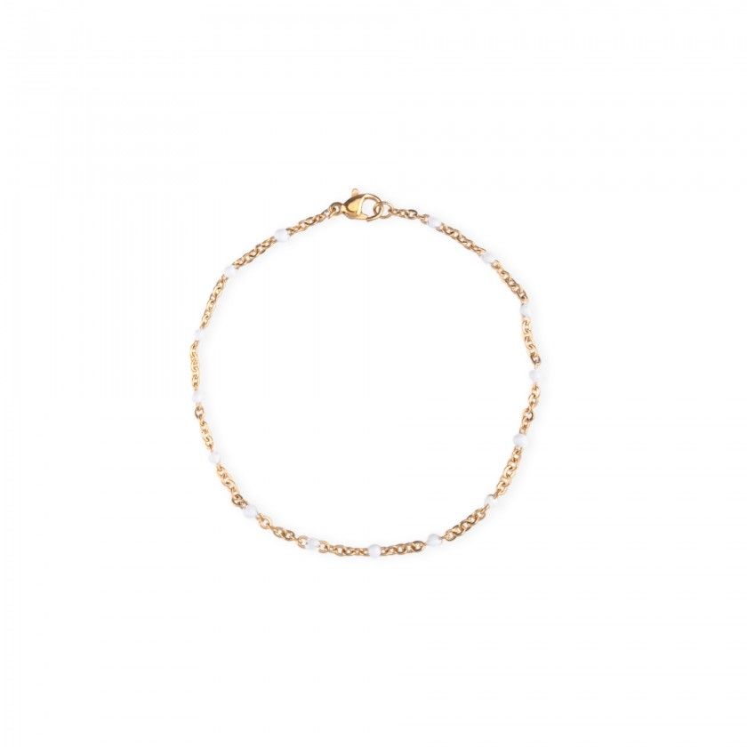 Bracelet with white stones in golden stainless steel
