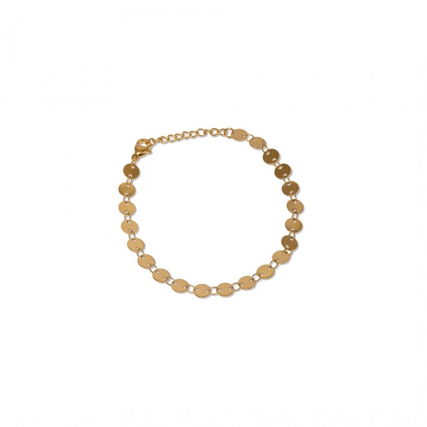 Stainless steel bracelet with golden plates