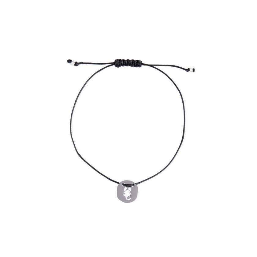 Pulseira cordo escorpio prateada