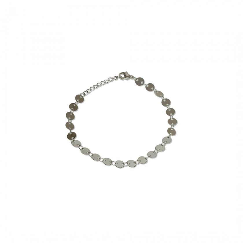 Stainless steel bracelet with silver plates