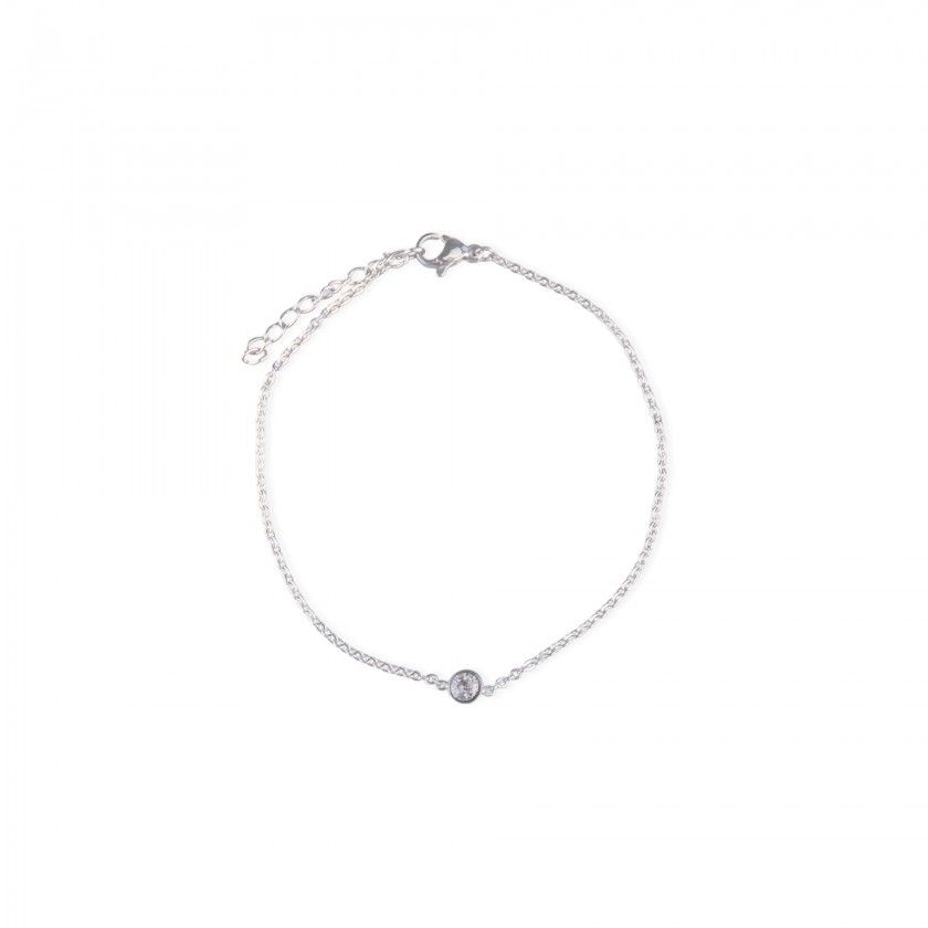 Silver stainless steel bracelet with small diamond