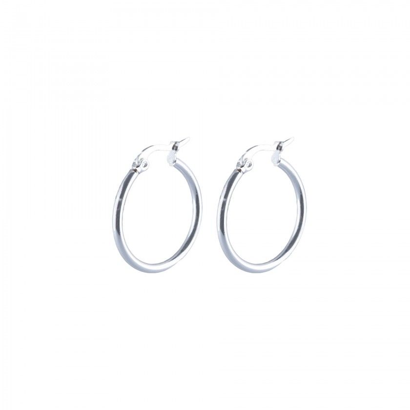 Silver simple stainless steel hoop earrings
