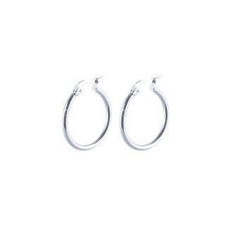 Silver simple stainless steel hoop earrings