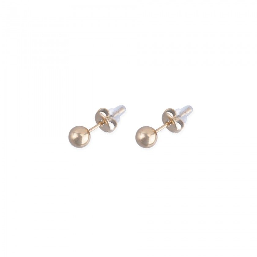 Golden earrings with medium stainless steel ball