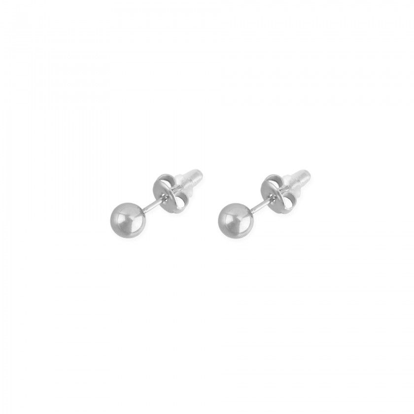 Silver earrings with medium stainless steel ball