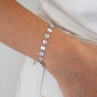 Stainless steel bracelet with silver plates