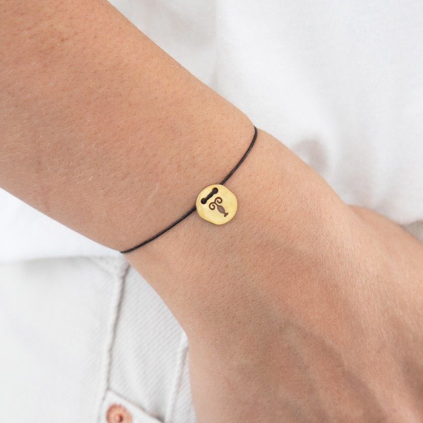 Pisces gold with cord bracelet