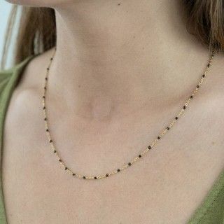 Golden steel necklace with beads