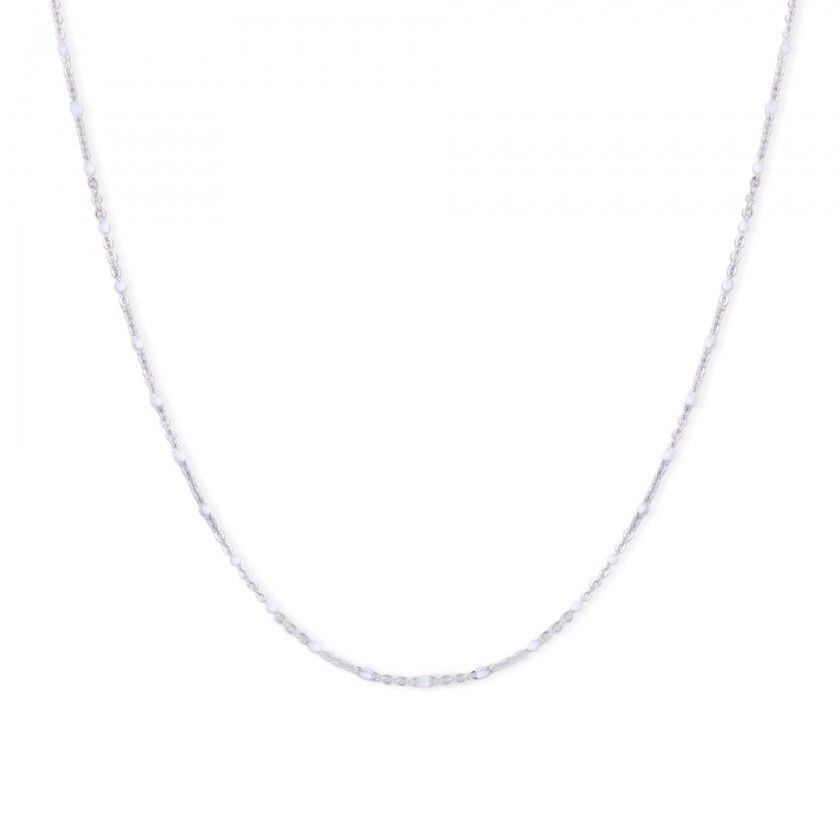 Silver steel necklace with beads