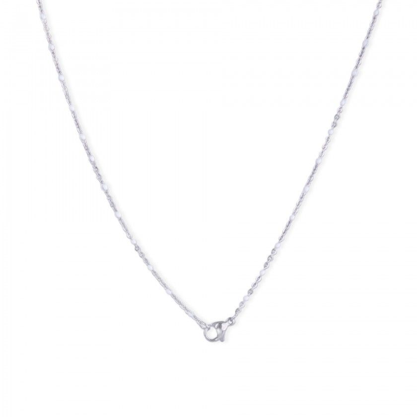 Silver steel necklace with beads