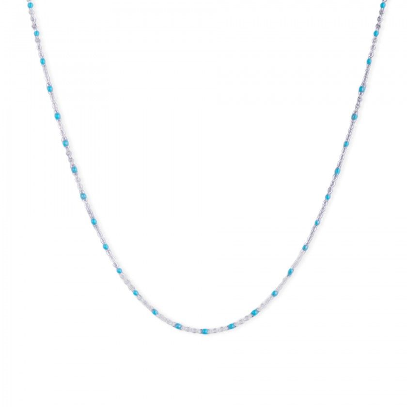 Silver steel necklace with beads