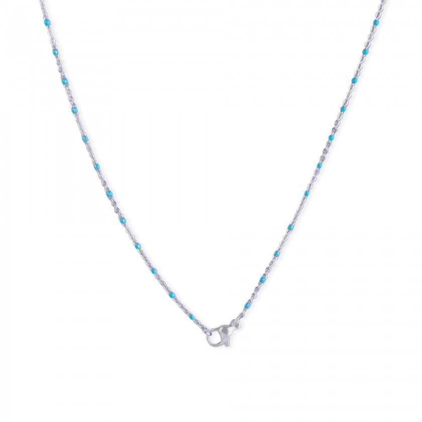 Silver steel necklace with beads