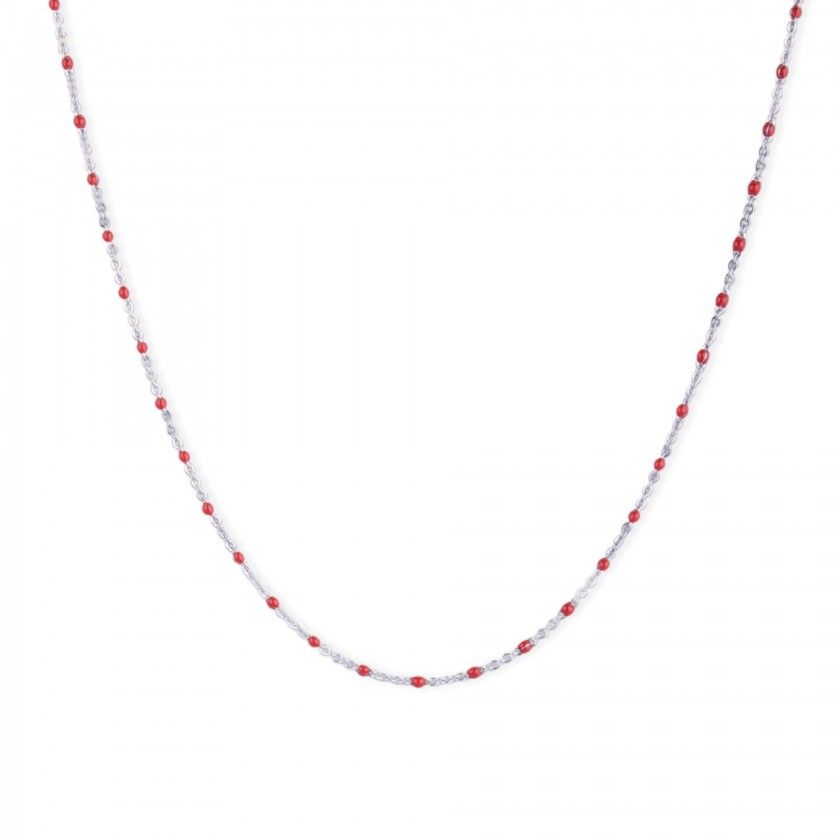 Silver steel necklace with beads