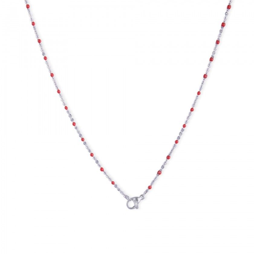 Silver steel necklace with beads