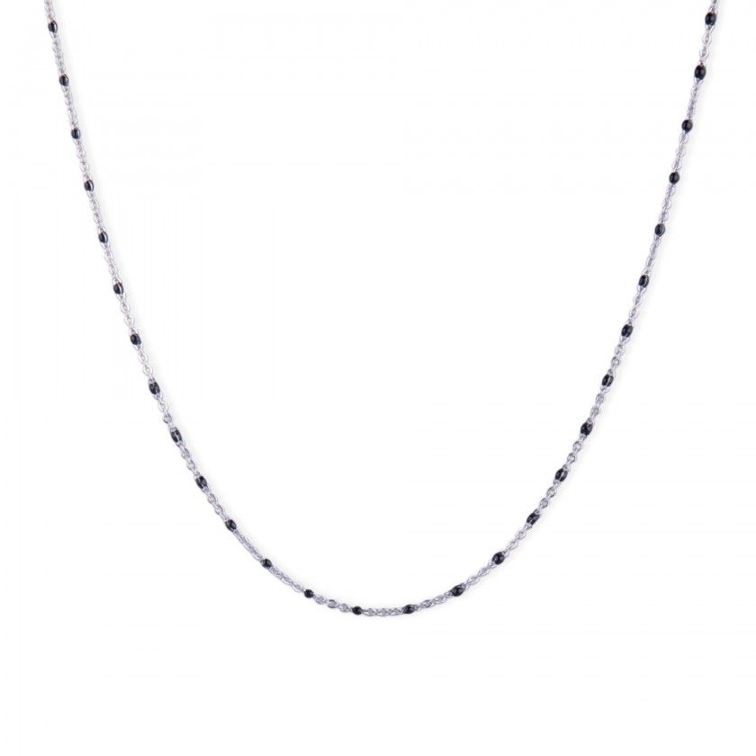 Silver steel necklace with beads