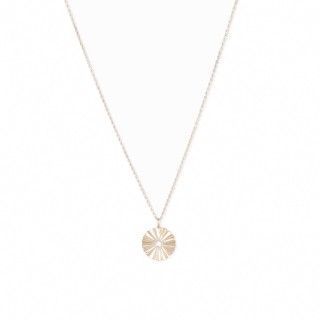 Golden silver necklace with round pendant