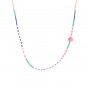 Cord necklace with colored beads and pompom