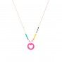 Cord necklace with heart pendant and colorful beads
