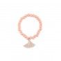 Elastic bracelet with beads and pompom