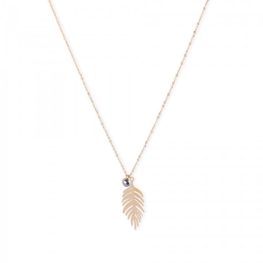 Golden leaf steel necklace