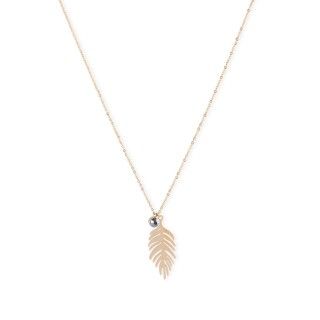 Golden leaf steel necklace