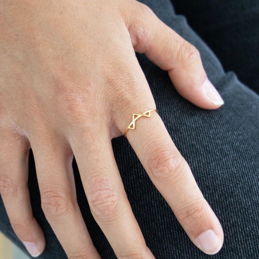 Golden triangle steel ring