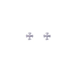 Black cross brass earrings