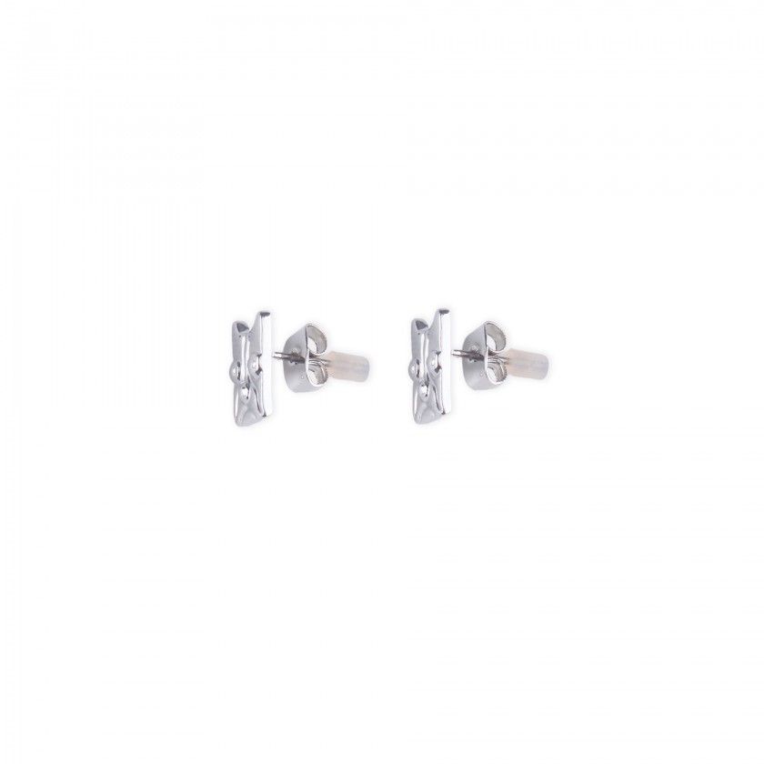 Silver mask brass earrings