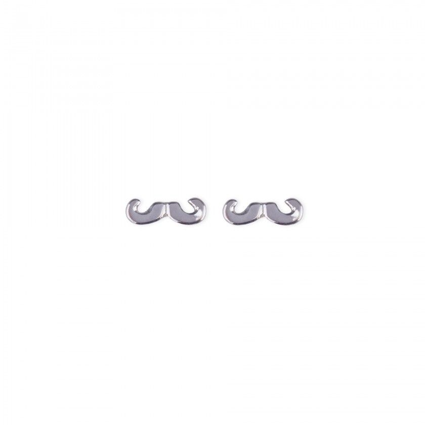 Silver moustache brass earrings