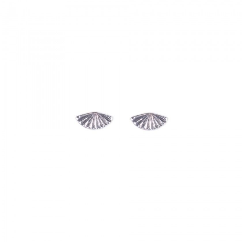 Silver fan brass earrings
