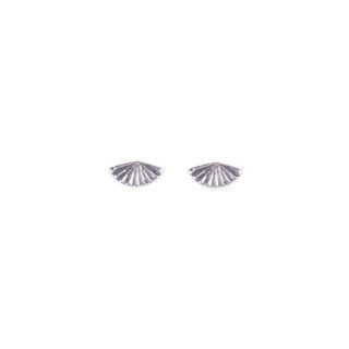 Silver fan brass earrings
