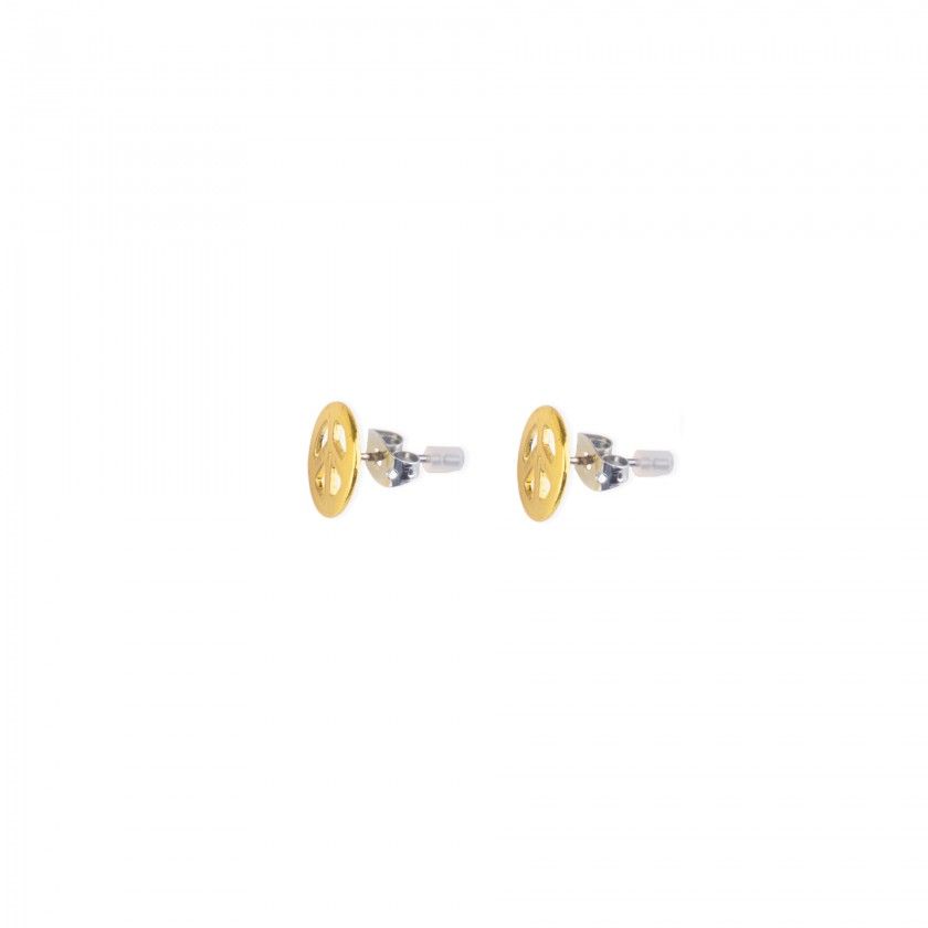 Brass yellow peace symbol earrings