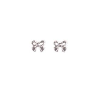 Silver bow brass earrings