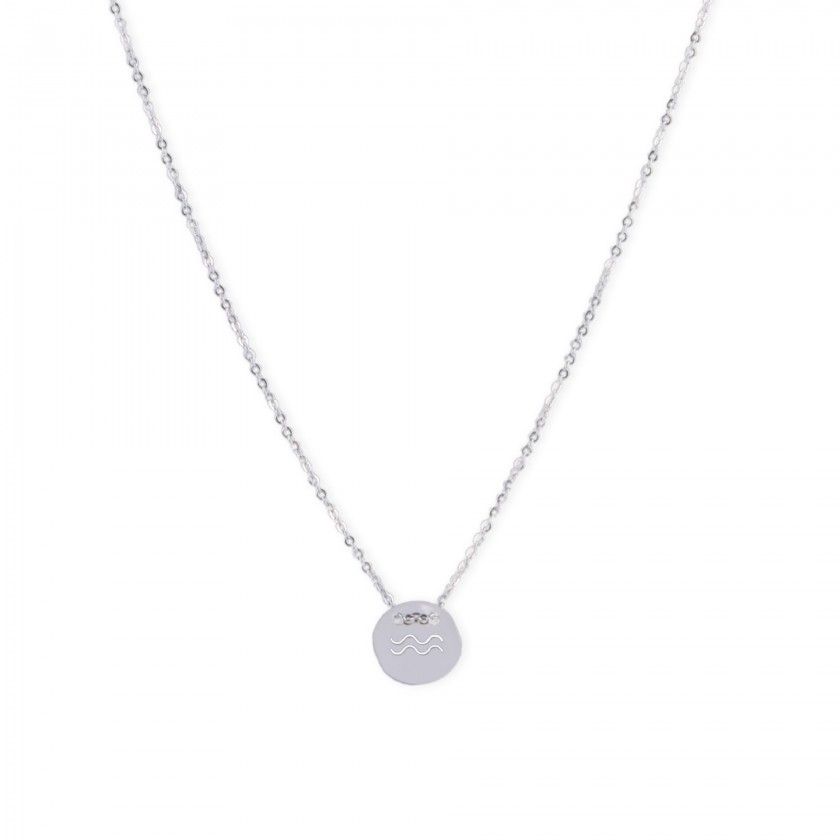 Stainless steel aquarius silver necklace