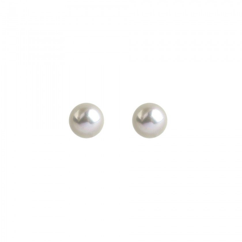 Large pearl brass earrings