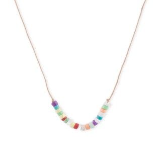 Cord necklace with colored beads