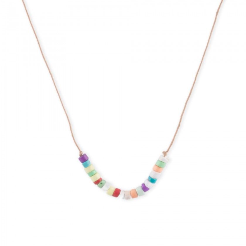 Cord necklace with colored beads
